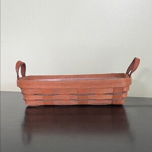 Longaberger Bread Basket signed 1991 With Leather Handles and Hard Plastic Liner